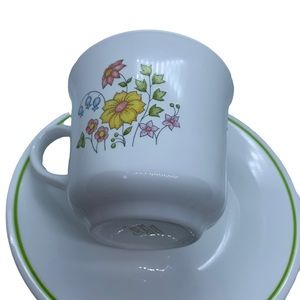 Corelle Spring Meadow Cup and Saucer set Corning Ware Vintage